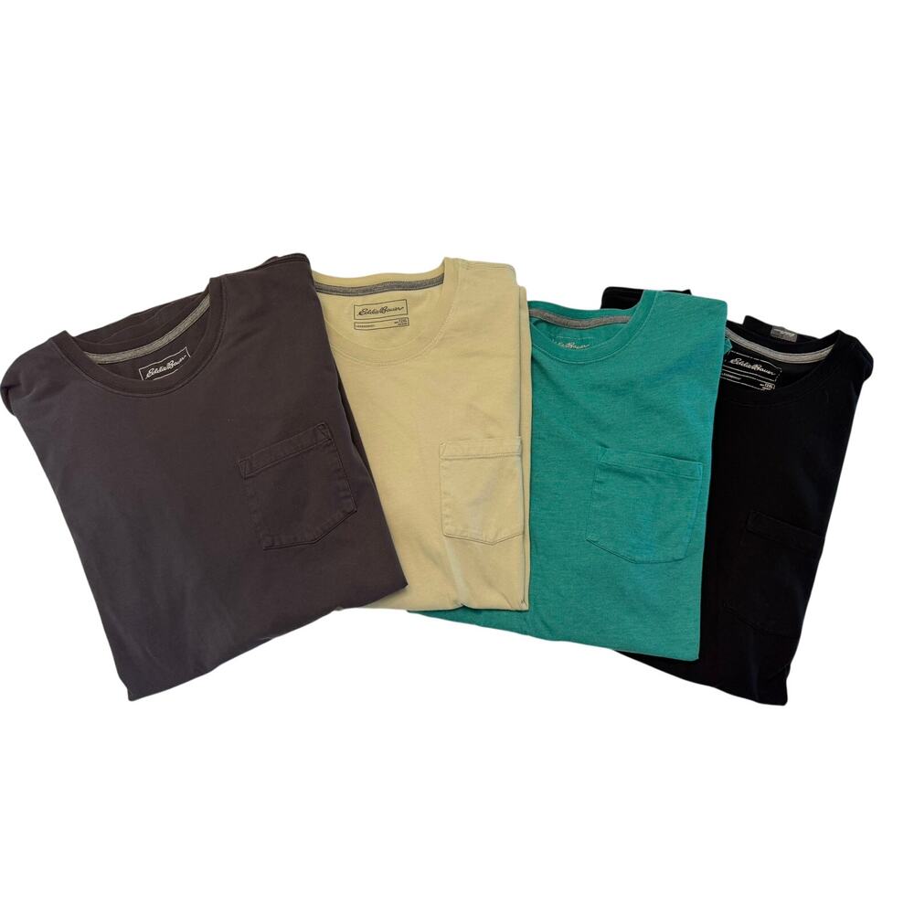 4 Eddie Bauer Legend Wash Pocket T Shirts Men's T2XL Tall Gray Black Green Sage